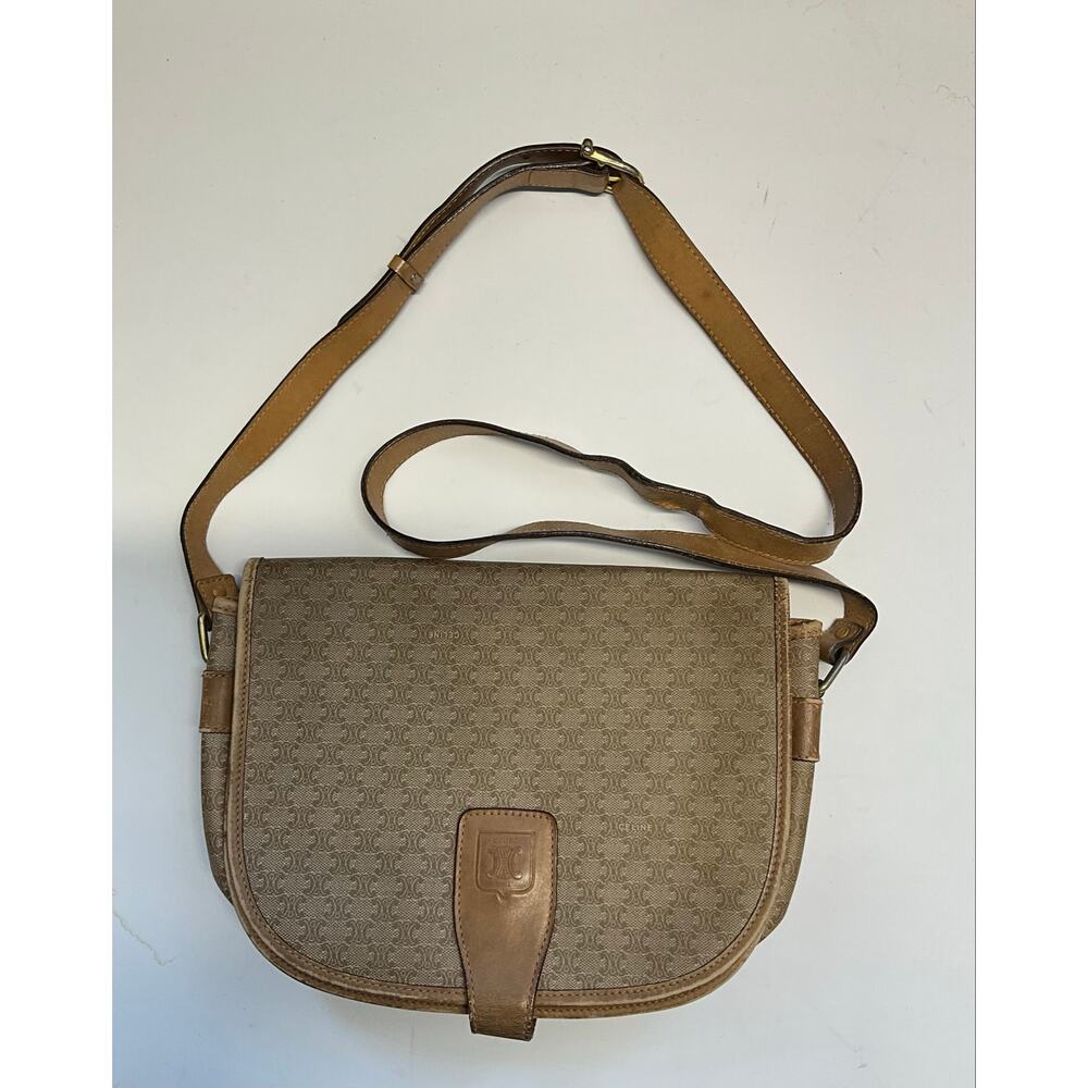 Vintage Celine Macadam Canvas & Leather Triomphe  Rare Old crossbody